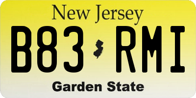 NJ license plate B83RMI