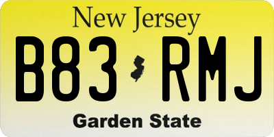NJ license plate B83RMJ