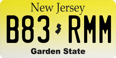 NJ license plate B83RMM