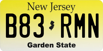 NJ license plate B83RMN