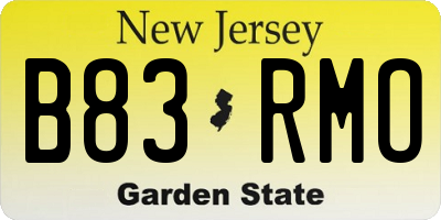 NJ license plate B83RMO