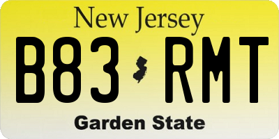 NJ license plate B83RMT