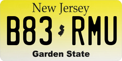 NJ license plate B83RMU