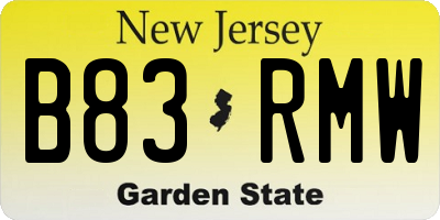 NJ license plate B83RMW