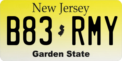 NJ license plate B83RMY