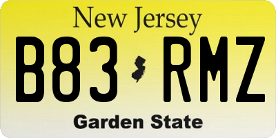 NJ license plate B83RMZ