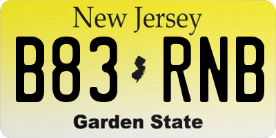 NJ license plate B83RNB