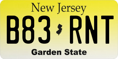NJ license plate B83RNT