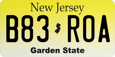 NJ license plate B83ROA