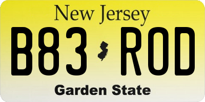NJ license plate B83ROD