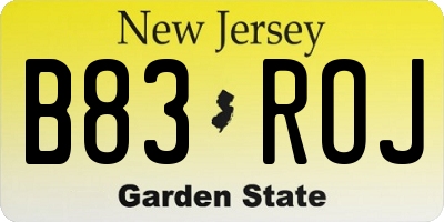 NJ license plate B83ROJ