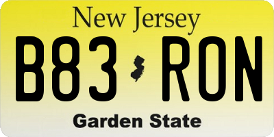 NJ license plate B83RON