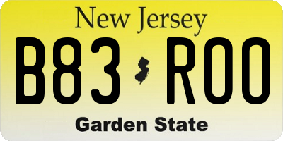 NJ license plate B83ROO