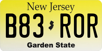 NJ license plate B83ROR