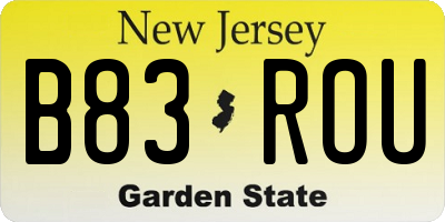 NJ license plate B83ROU