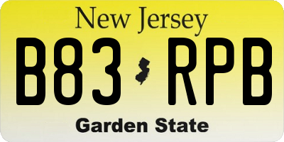 NJ license plate B83RPB