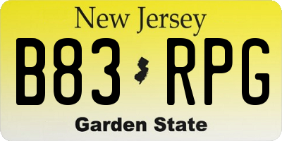 NJ license plate B83RPG