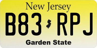 NJ license plate B83RPJ