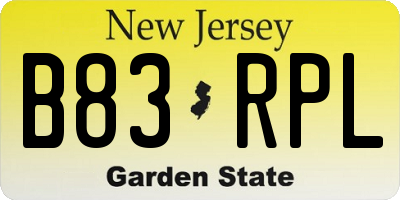 NJ license plate B83RPL