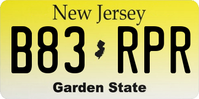 NJ license plate B83RPR