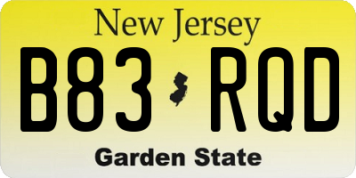 NJ license plate B83RQD