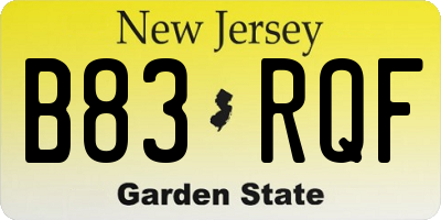 NJ license plate B83RQF