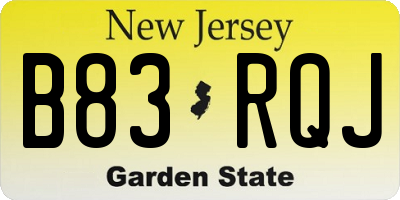 NJ license plate B83RQJ