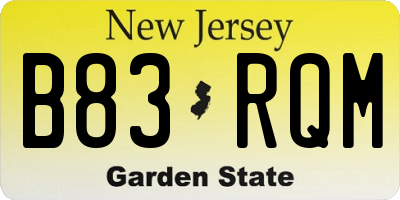 NJ license plate B83RQM
