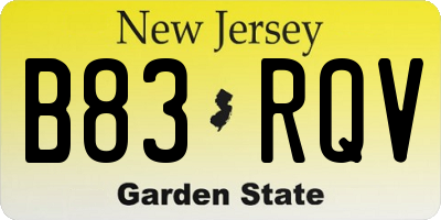 NJ license plate B83RQV