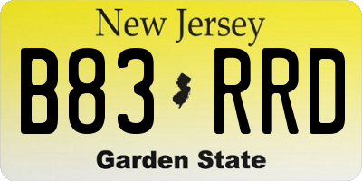 NJ license plate B83RRD