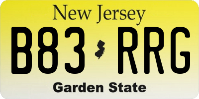 NJ license plate B83RRG