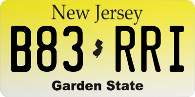 NJ license plate B83RRI