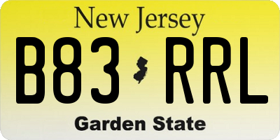 NJ license plate B83RRL