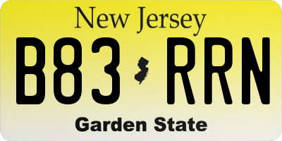 NJ license plate B83RRN