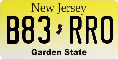 NJ license plate B83RRO