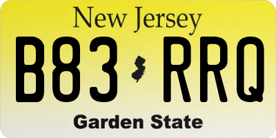 NJ license plate B83RRQ