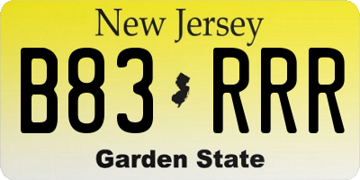 NJ license plate B83RRR