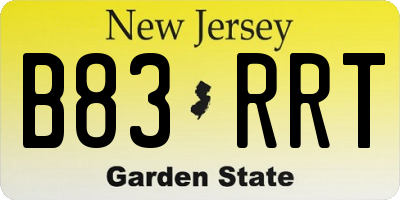 NJ license plate B83RRT