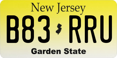 NJ license plate B83RRU