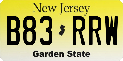 NJ license plate B83RRW