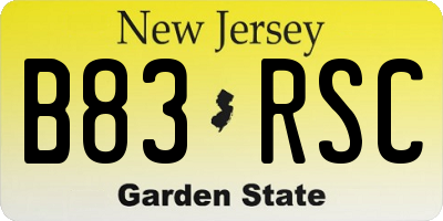 NJ license plate B83RSC