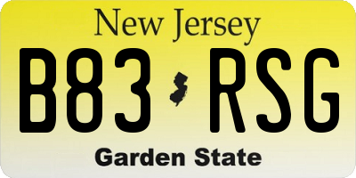 NJ license plate B83RSG