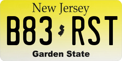 NJ license plate B83RST