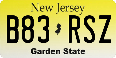 NJ license plate B83RSZ