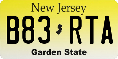 NJ license plate B83RTA