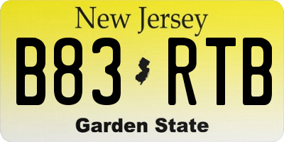 NJ license plate B83RTB