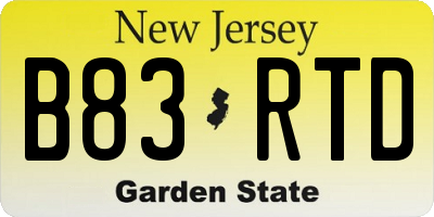 NJ license plate B83RTD