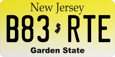 NJ license plate B83RTE