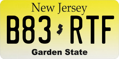 NJ license plate B83RTF
