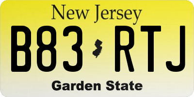 NJ license plate B83RTJ